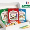 pack-fitralab-livres-coloriage-francais Pack de 3 livres de coloriage pour enfant en français sur les valeurs islamiques et marocaines, incluant une boîte de crayons de couleur