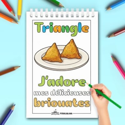 Apprentissage ludique de la forme triangle en français avec des briouates marocaines traditionnelles.